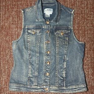 Vintage Back In The Saddle Denim Embellished Rhinestone fitted Button Up Vest